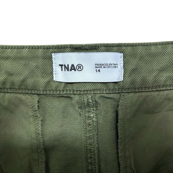Aritzia TNA Cargo Pants Women’s 14 Green Cotton Utility Baggy Relaxed Wide Leg - Picture 3 of 7